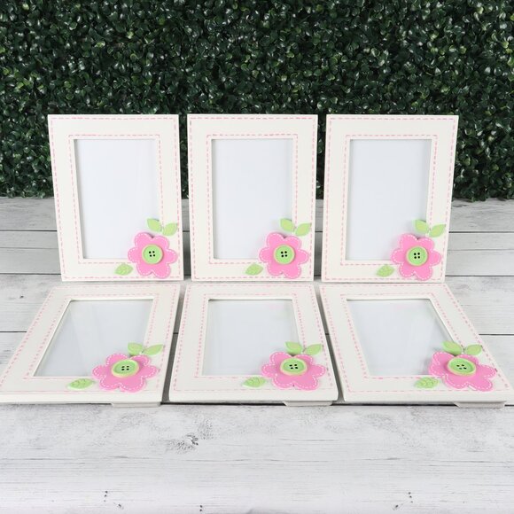 Burton & Burton Pink Button Flower Picture Frames Set of 6 - Picture 6 of 6